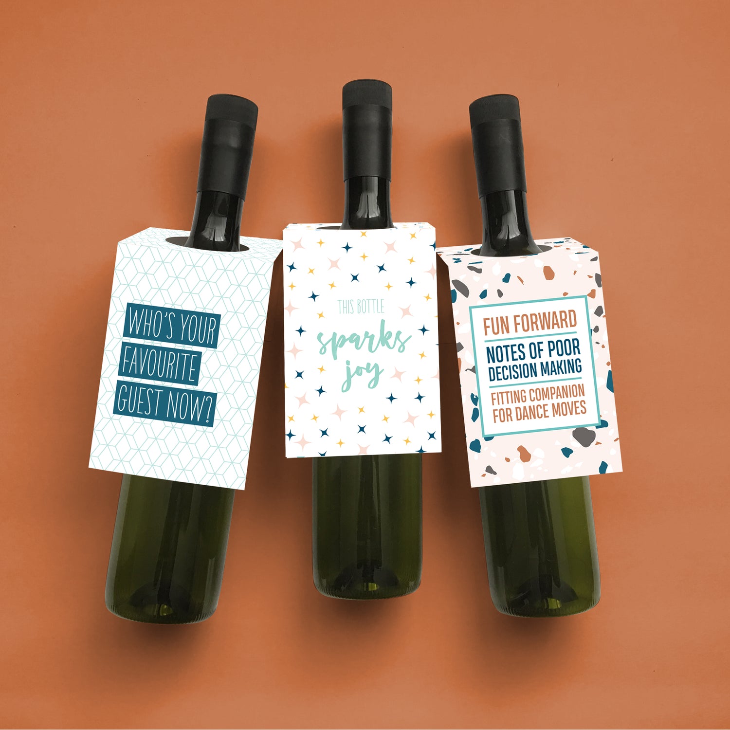 Sweet + slightly snarky wine + spirit tags by I&