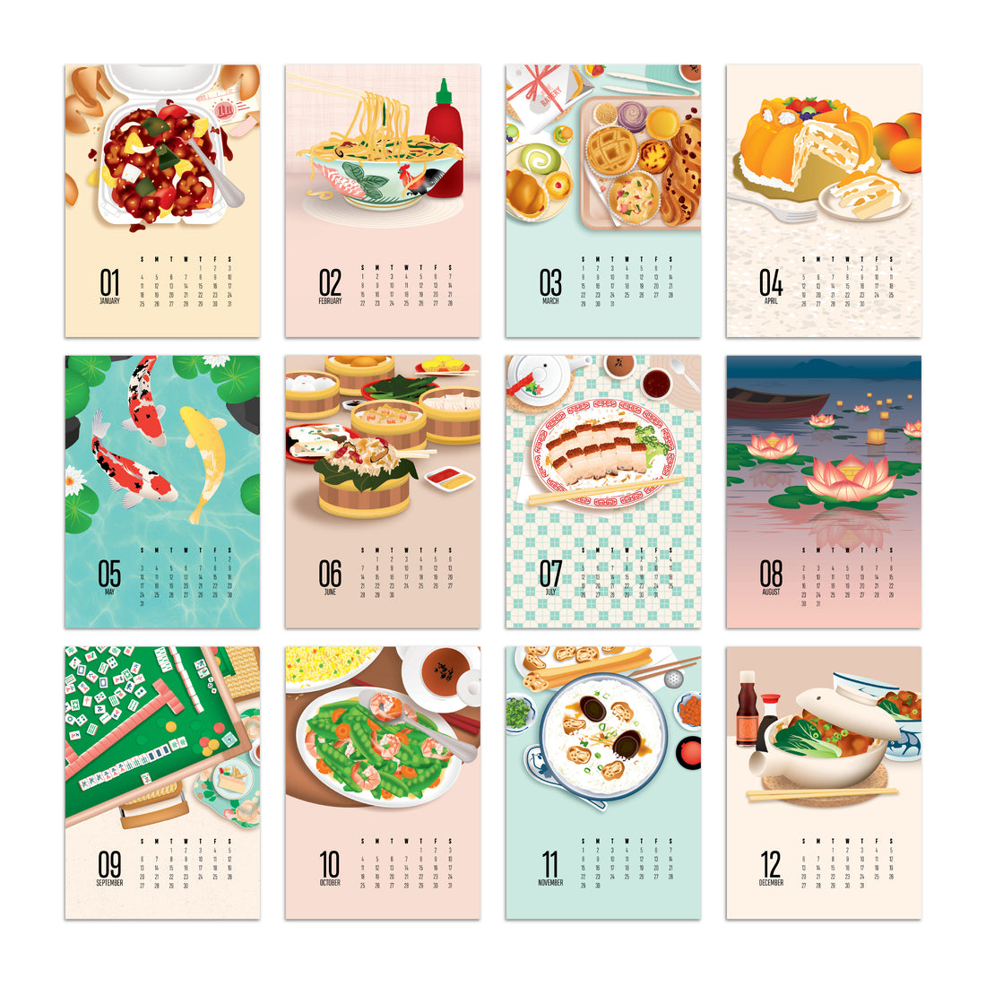 2026 Asian everyday scenes 12 month calendar by I&
