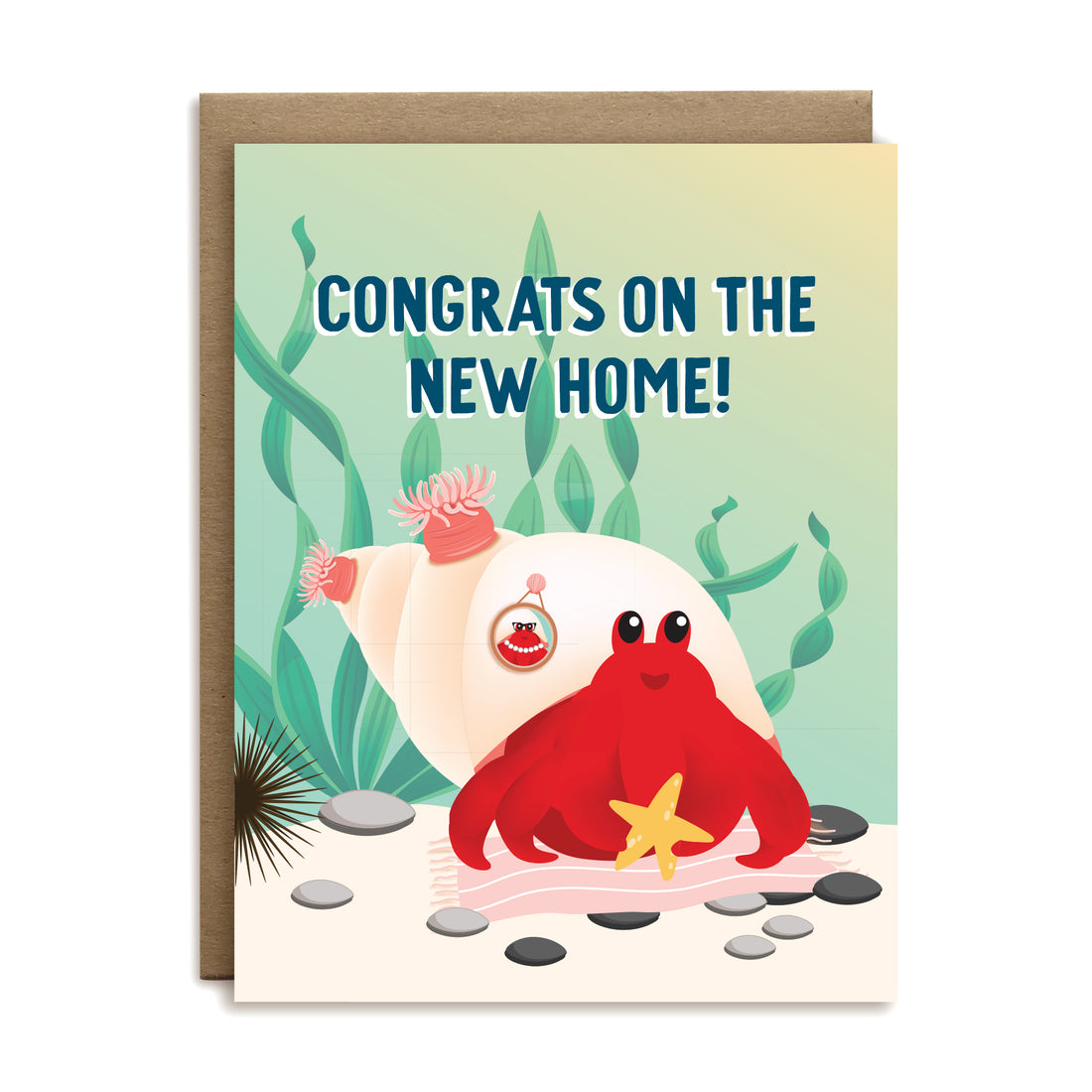 Congrats on the new home hermit crab greeting card by I&