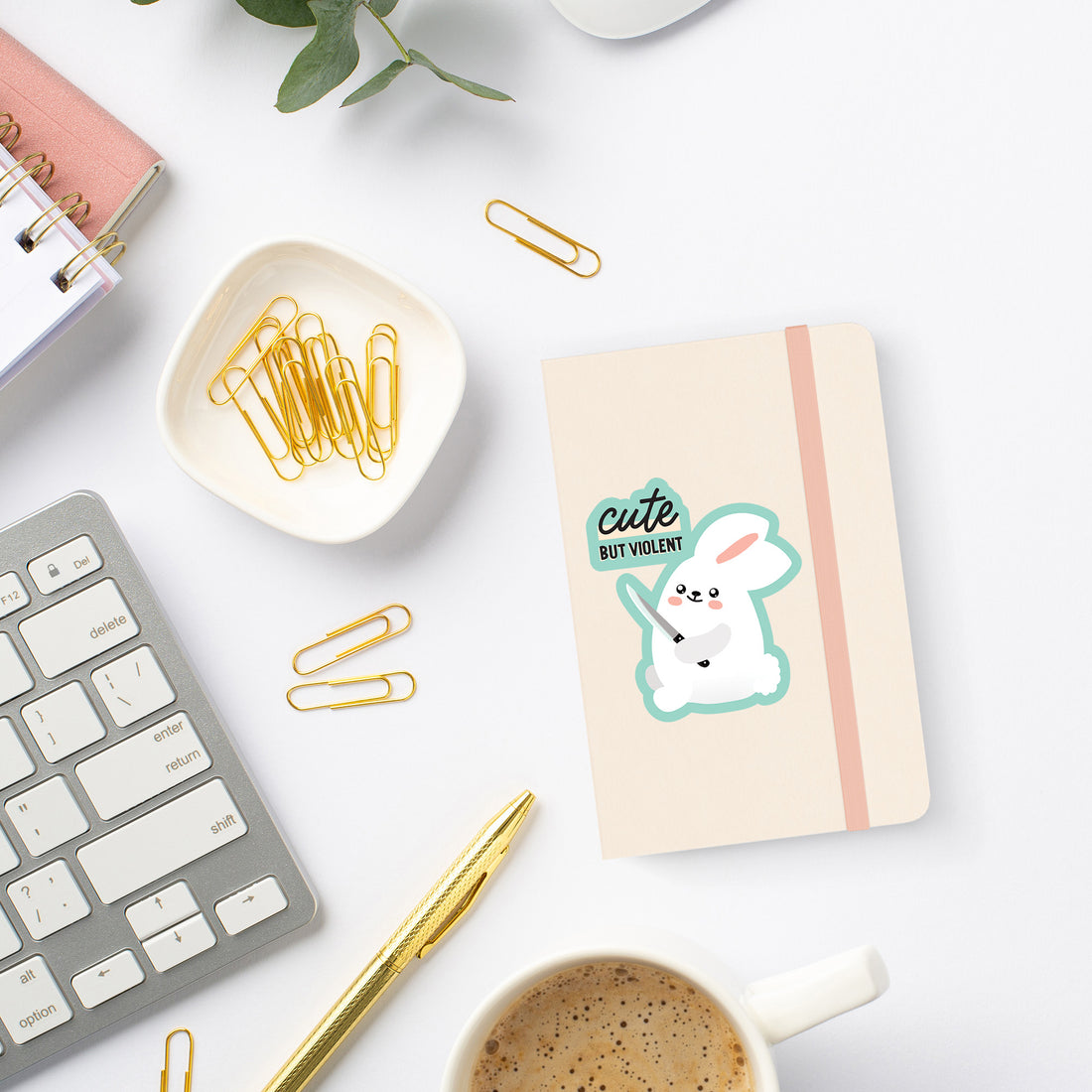 Cute but violent bunny vinyl sticker by I&