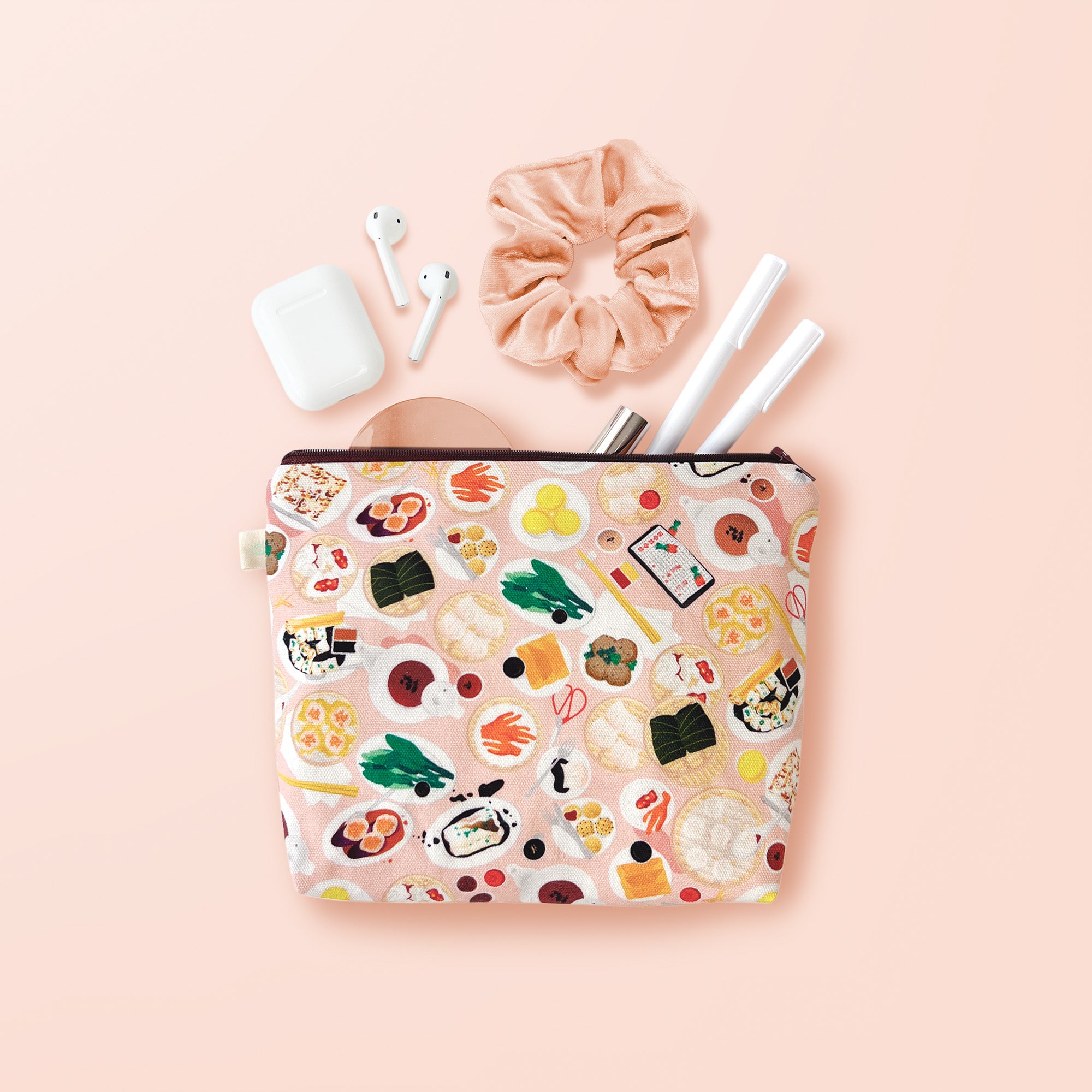 Dim sum pattern canvas zipper pouch by I&