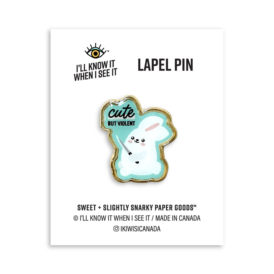 Cute but violent bunny lapel pin by I&