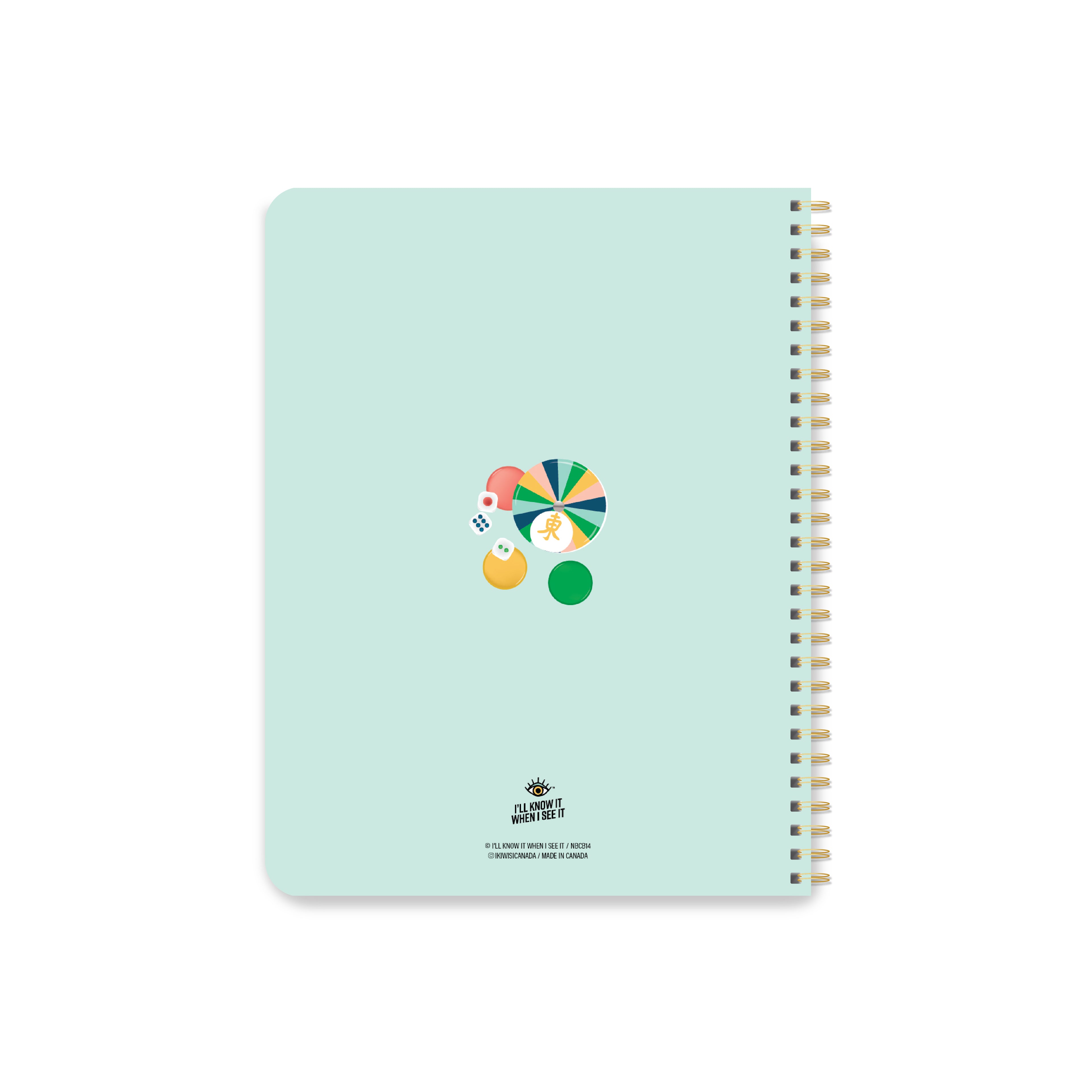 Mahjong pop art coil bound notebook, back side by I&