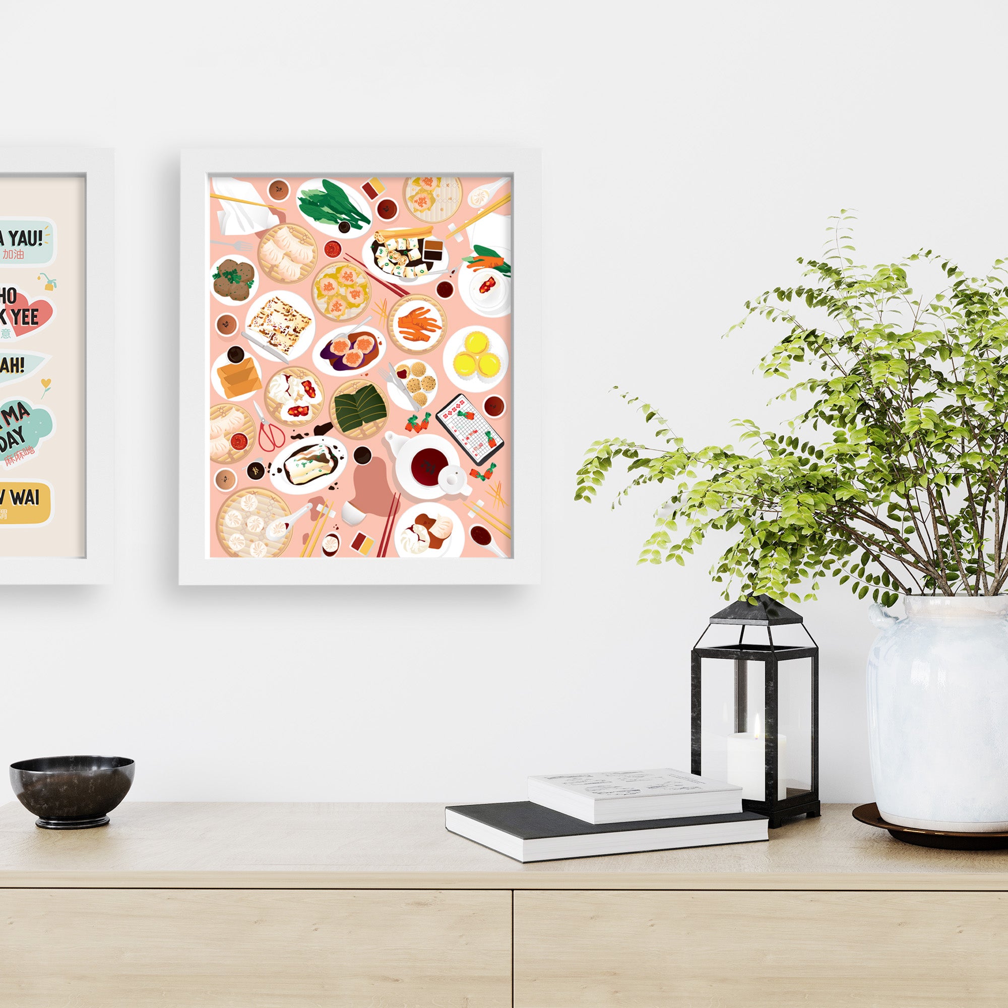 Dim sum 8 x 10 art print framed on wall