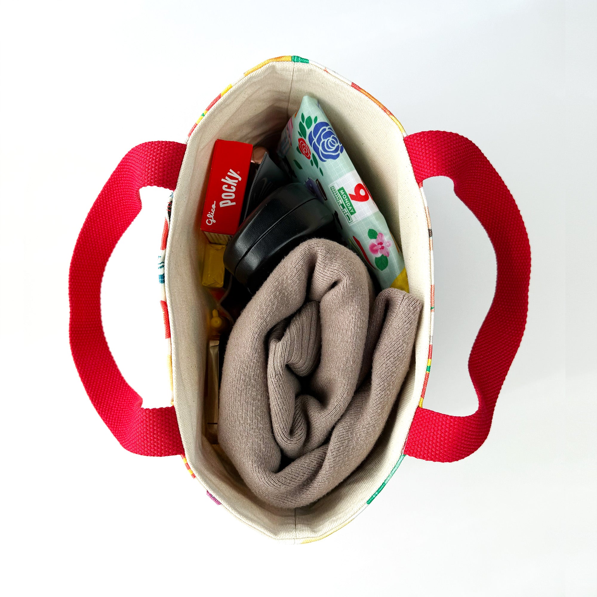 Asian sweets + snacks pattern mini tote bag inside by I&