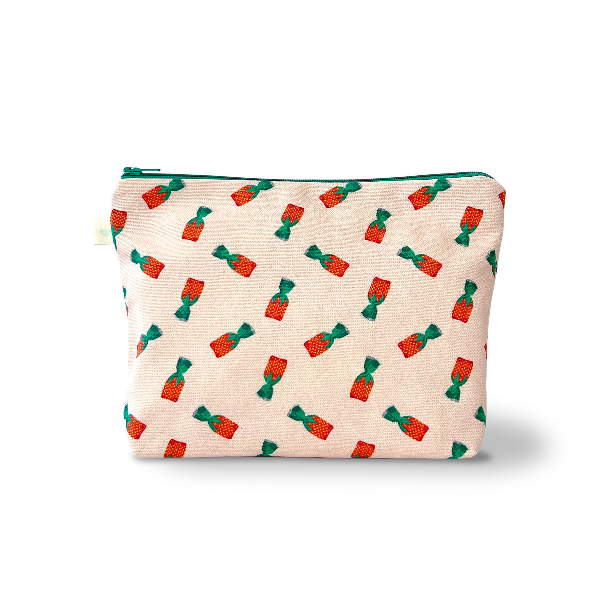 Strawberry candy pattern canvas zipper pouch by I&