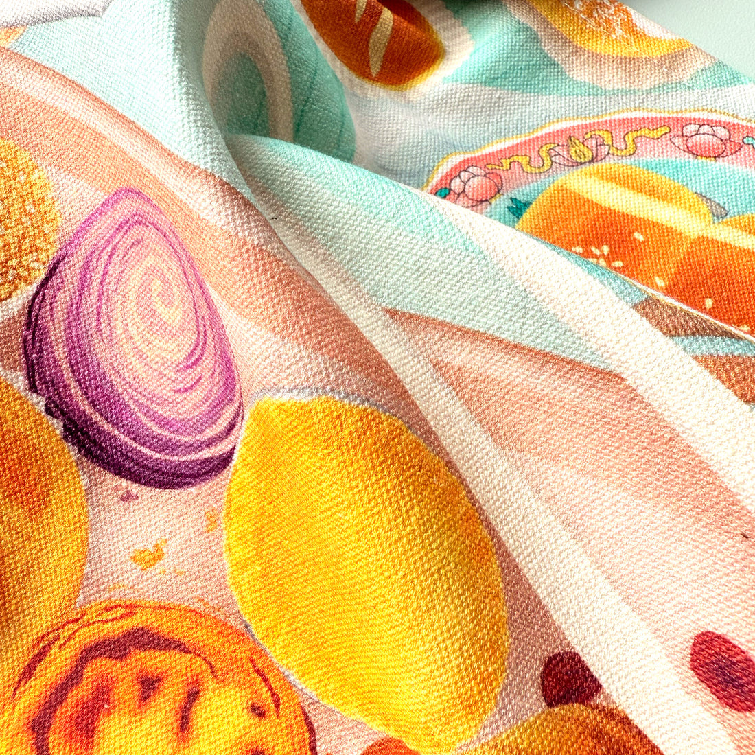 Tea towel with Chinese bakery pastries printed illustration by I&