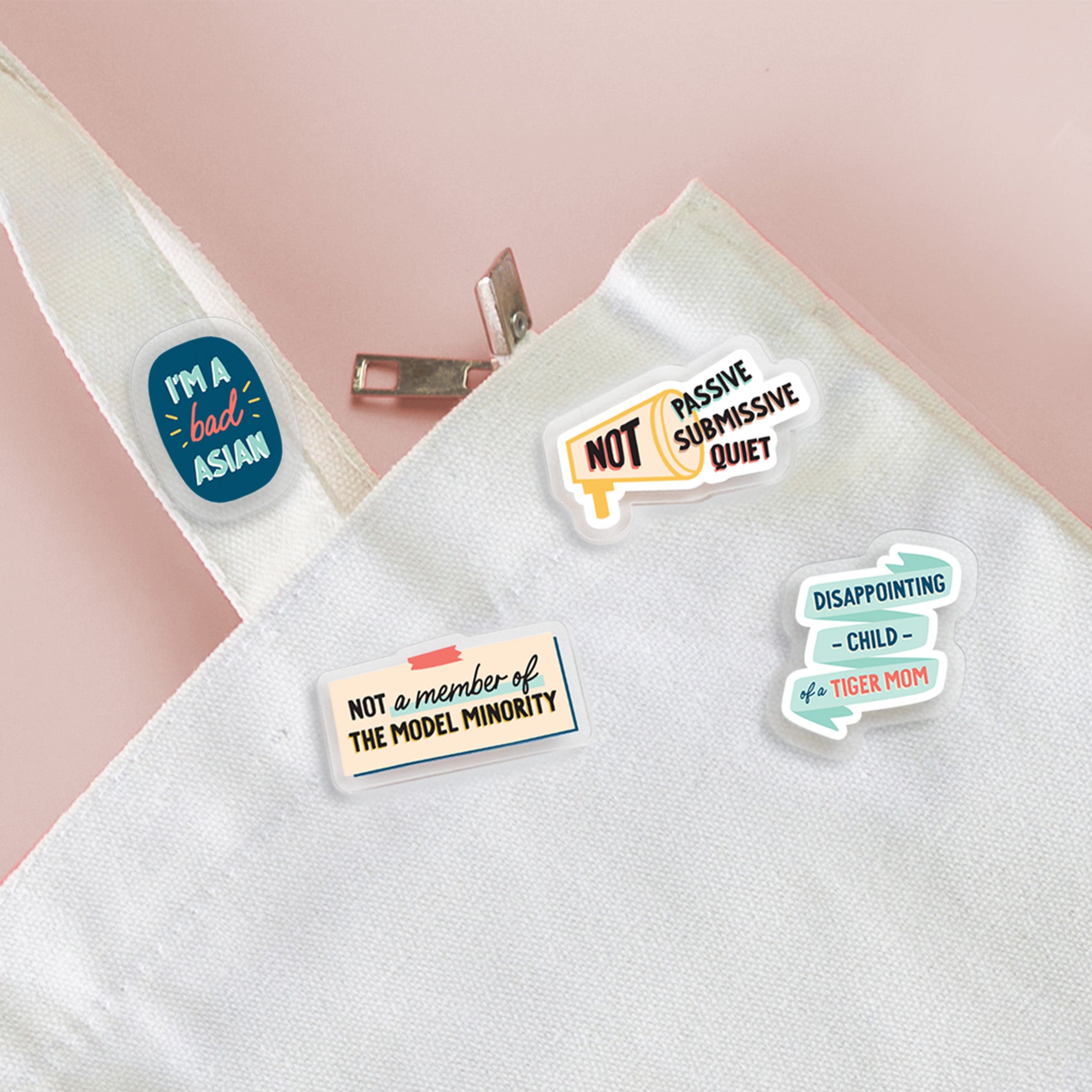 Not passive, submissive, quiet acrylic pin
