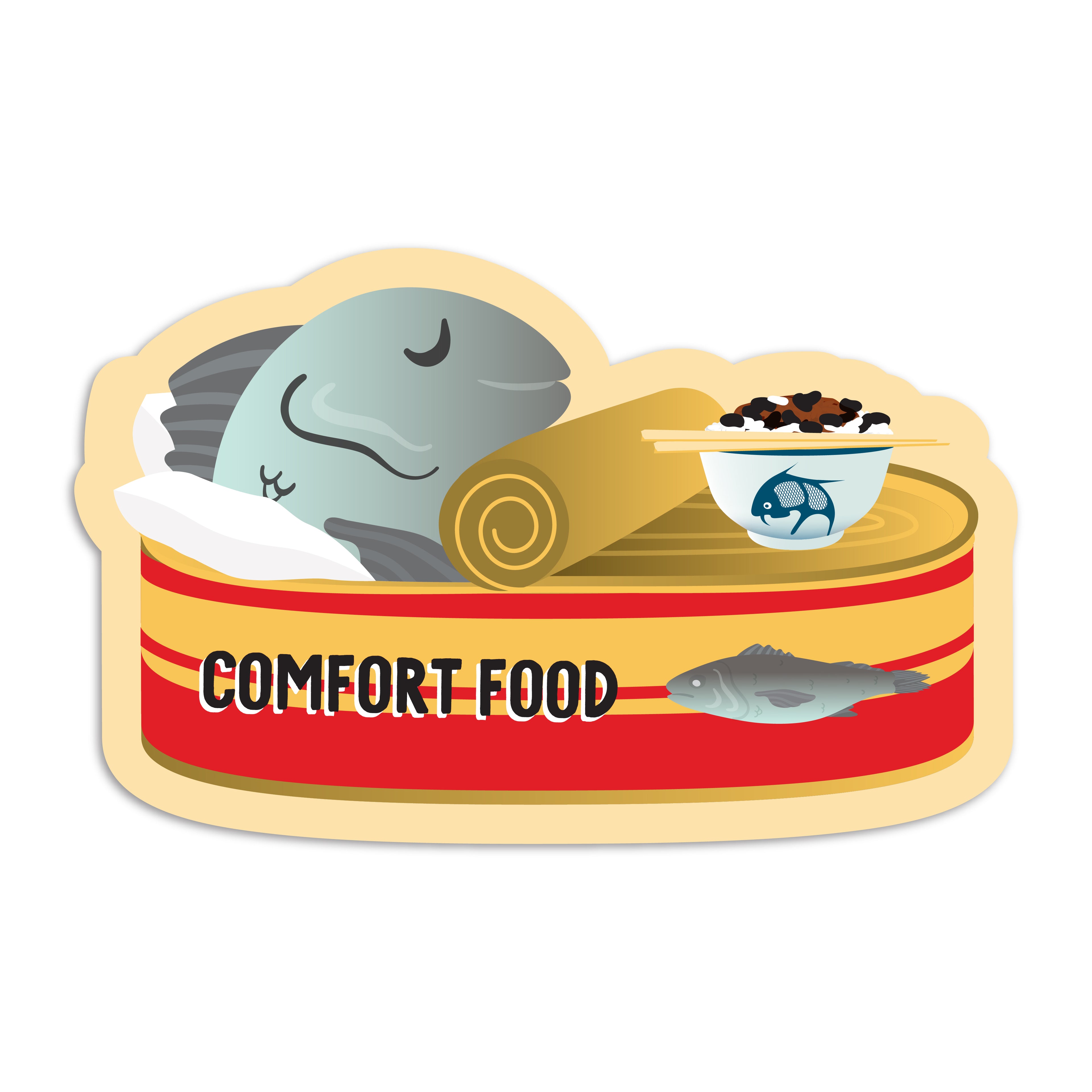 Comfort food fried dace can vinyl sticker by I&