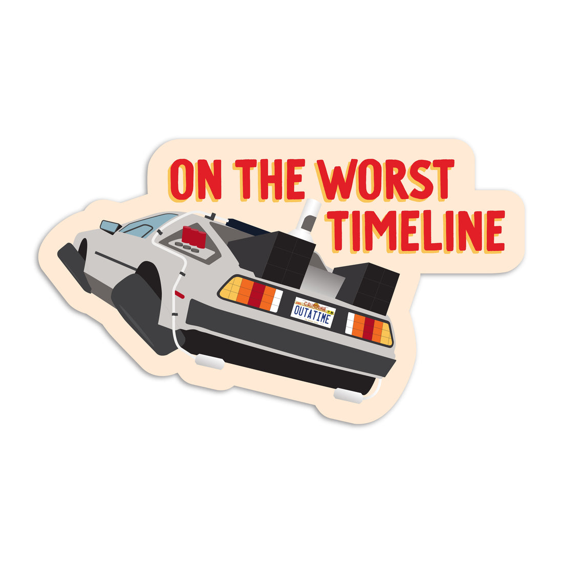 On the worst timeline DeLorean vinyl sticker by I&