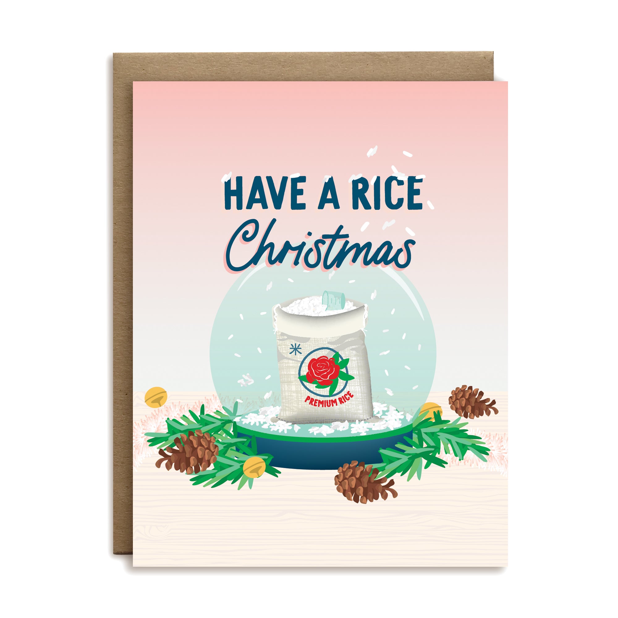 Have a rice Christmas snow globe holiday greeting card by I&