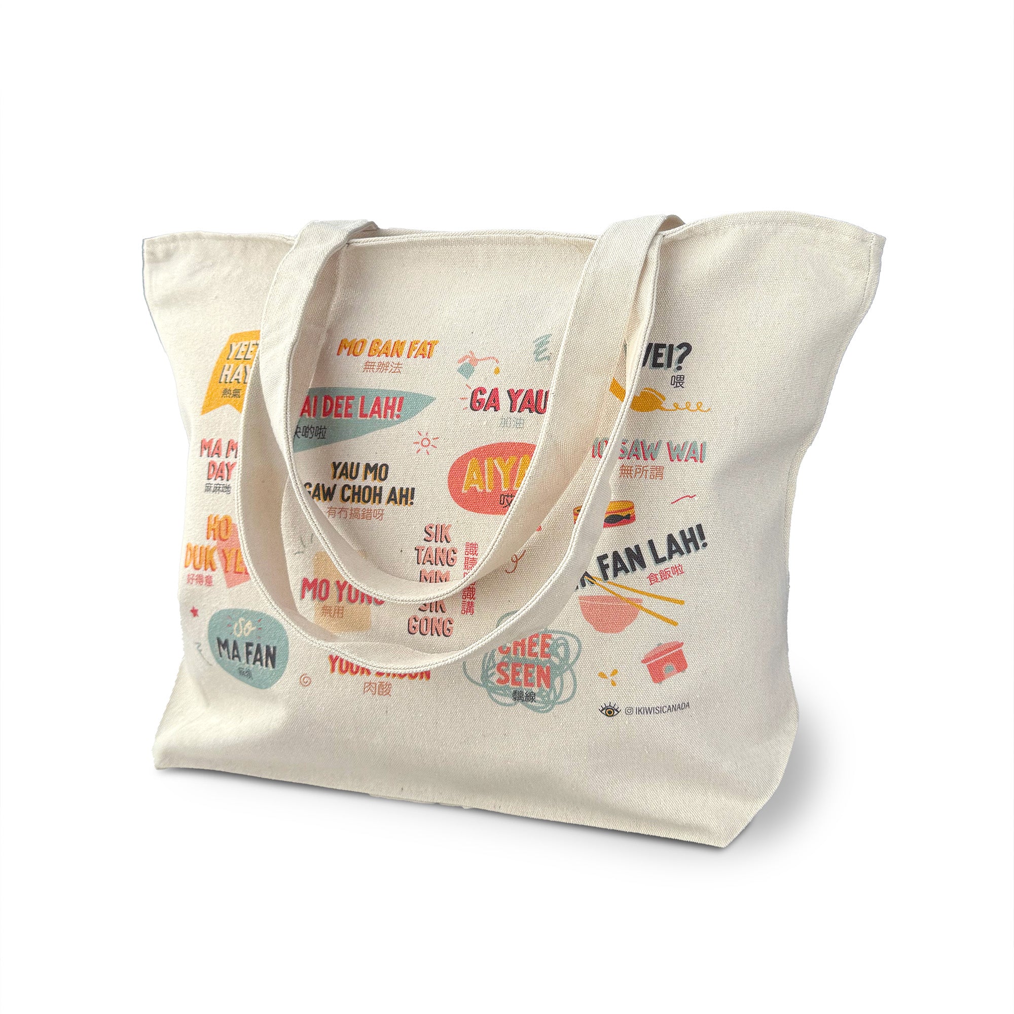 Cantonese sayings tote bag with zipper by I&