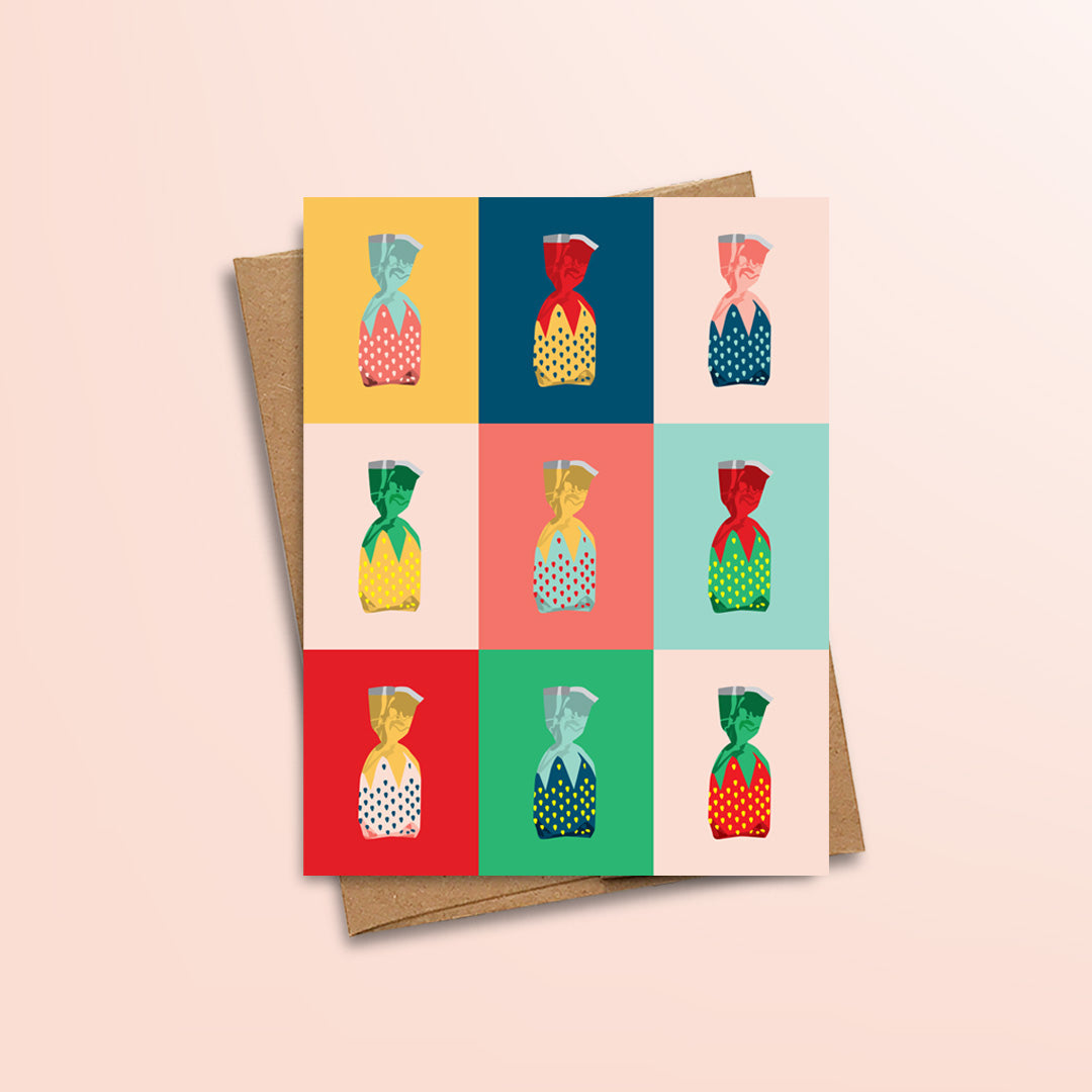 Strawberry candy pop art note card set