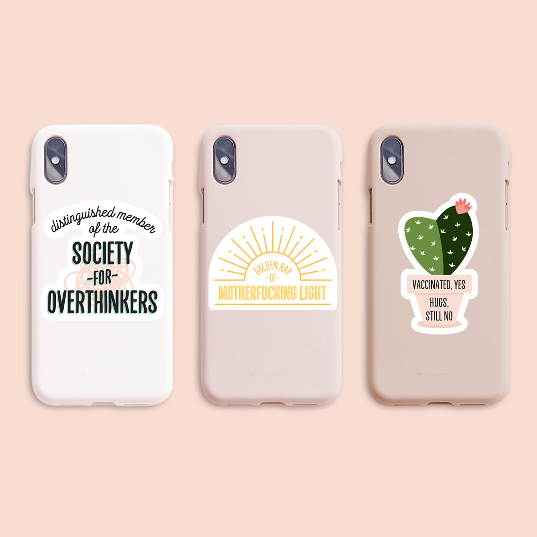 Society of overthinkers vinyl sticker on cellphone