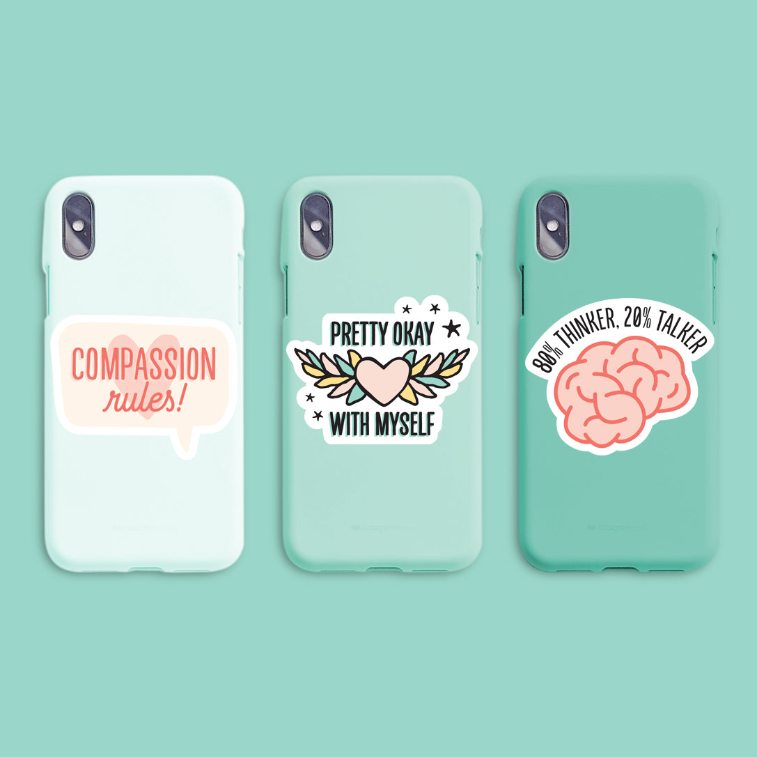 Pretty OK with myself vinyl sticker on cellphone