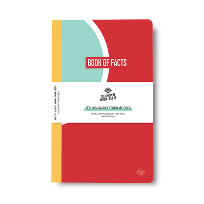 Book of facts cover of double-sided notebook