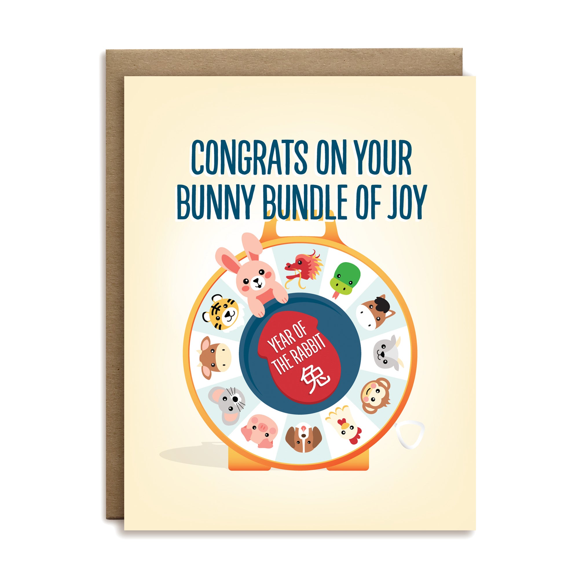 Congrats on your bunny bundle of joy, year of the rabbit baby greeting card by I&