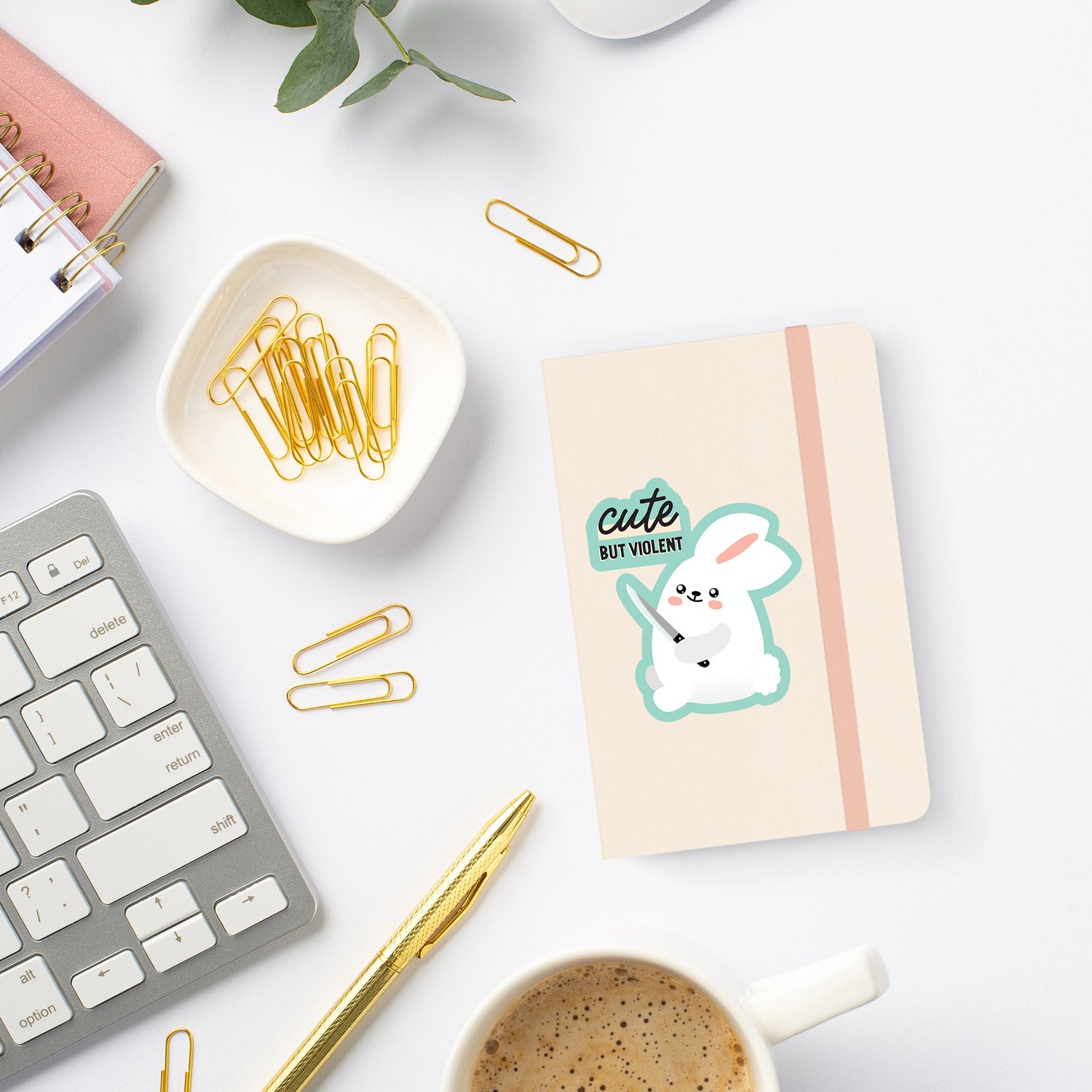 Cute but violent bunny vinyl sticker by I&