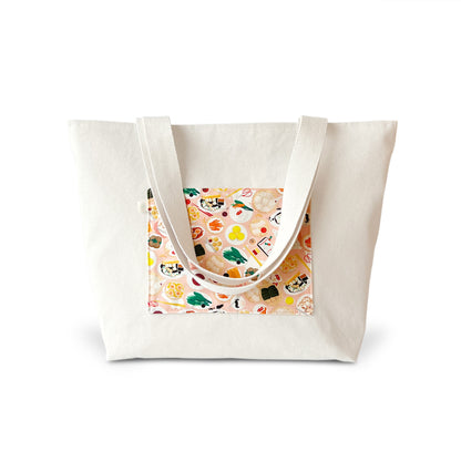 Dim sum pattern canvas tote bag by I&