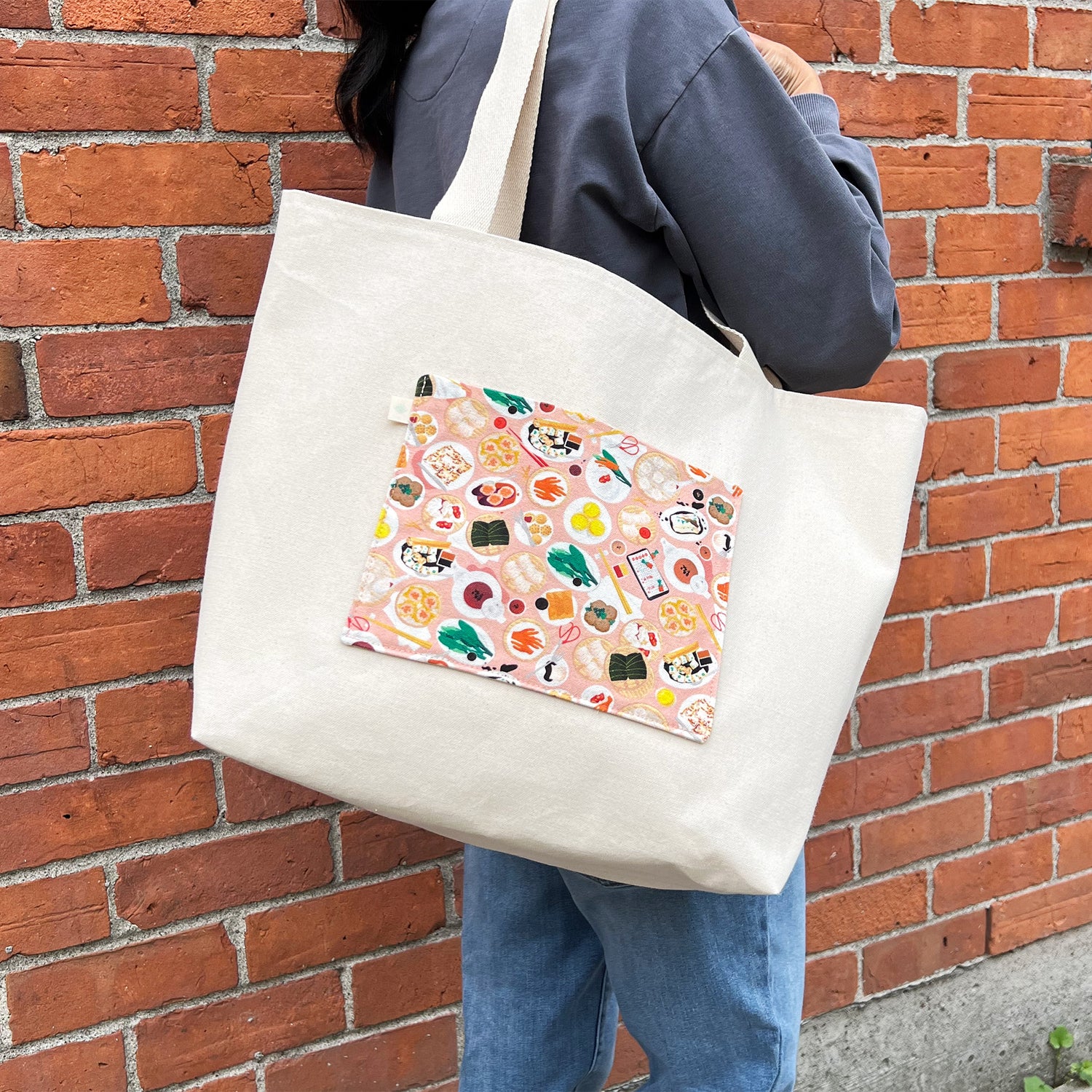 Dim sum pattern canvas tote bag by I&