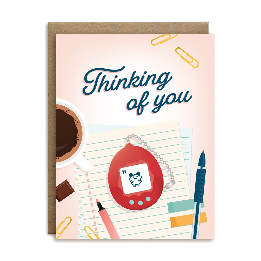 Thinking of you tamagotchi friendship greeting card by I&
