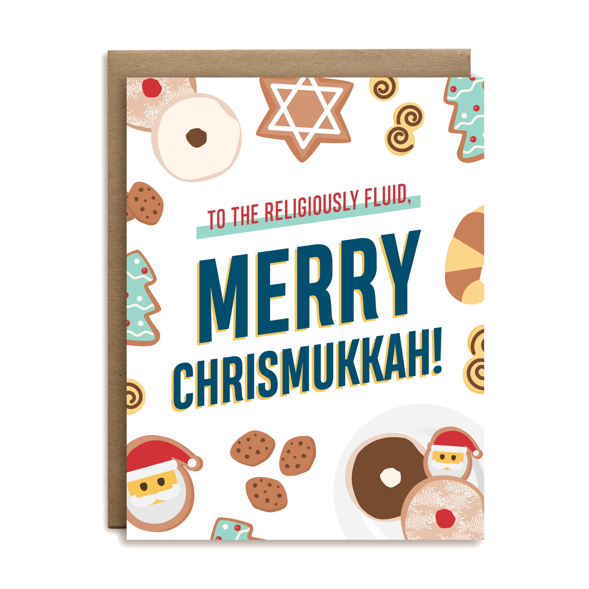 To the religiously fluid, merry Chrismukkah holiday greeting card by I&