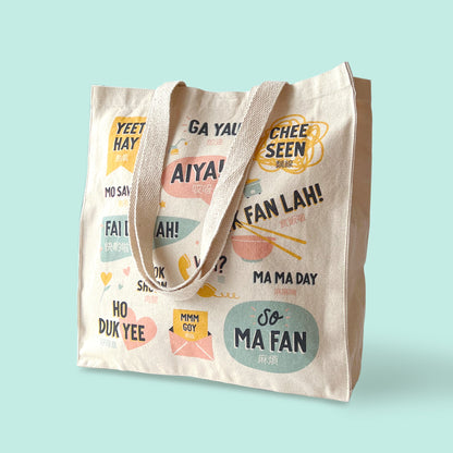 Cantonese sayings tote bag