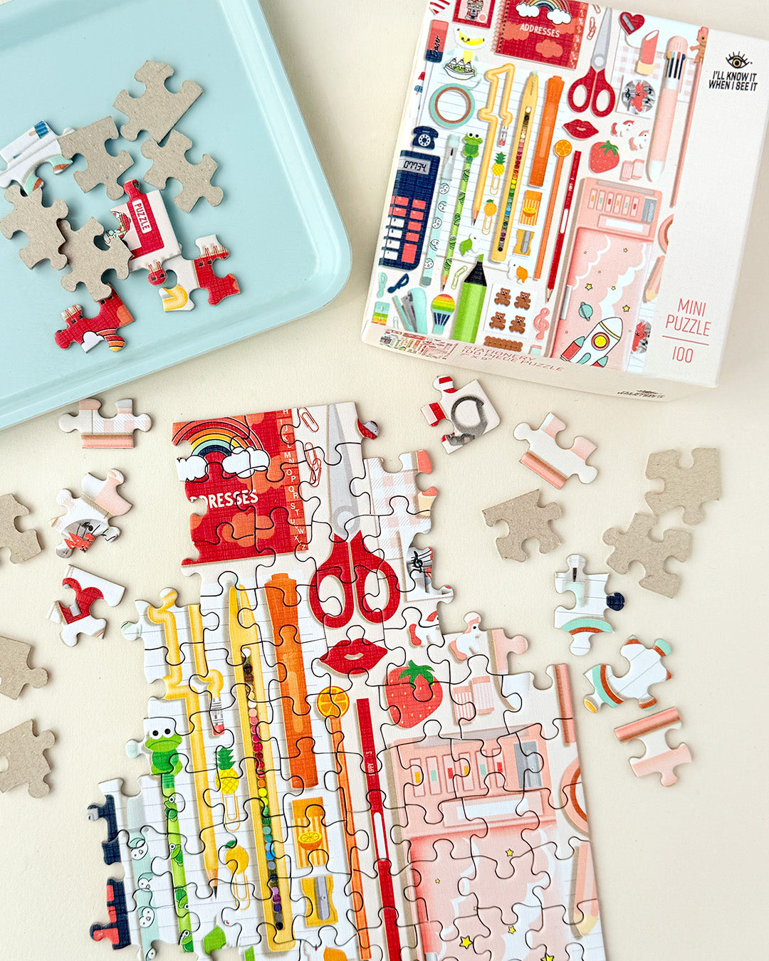 Retro stationery mini 100 piece jigsaw puzzle by I'll Know It When I See It