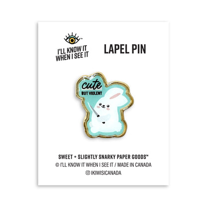 Cute but violent bunny lapel pin by I&