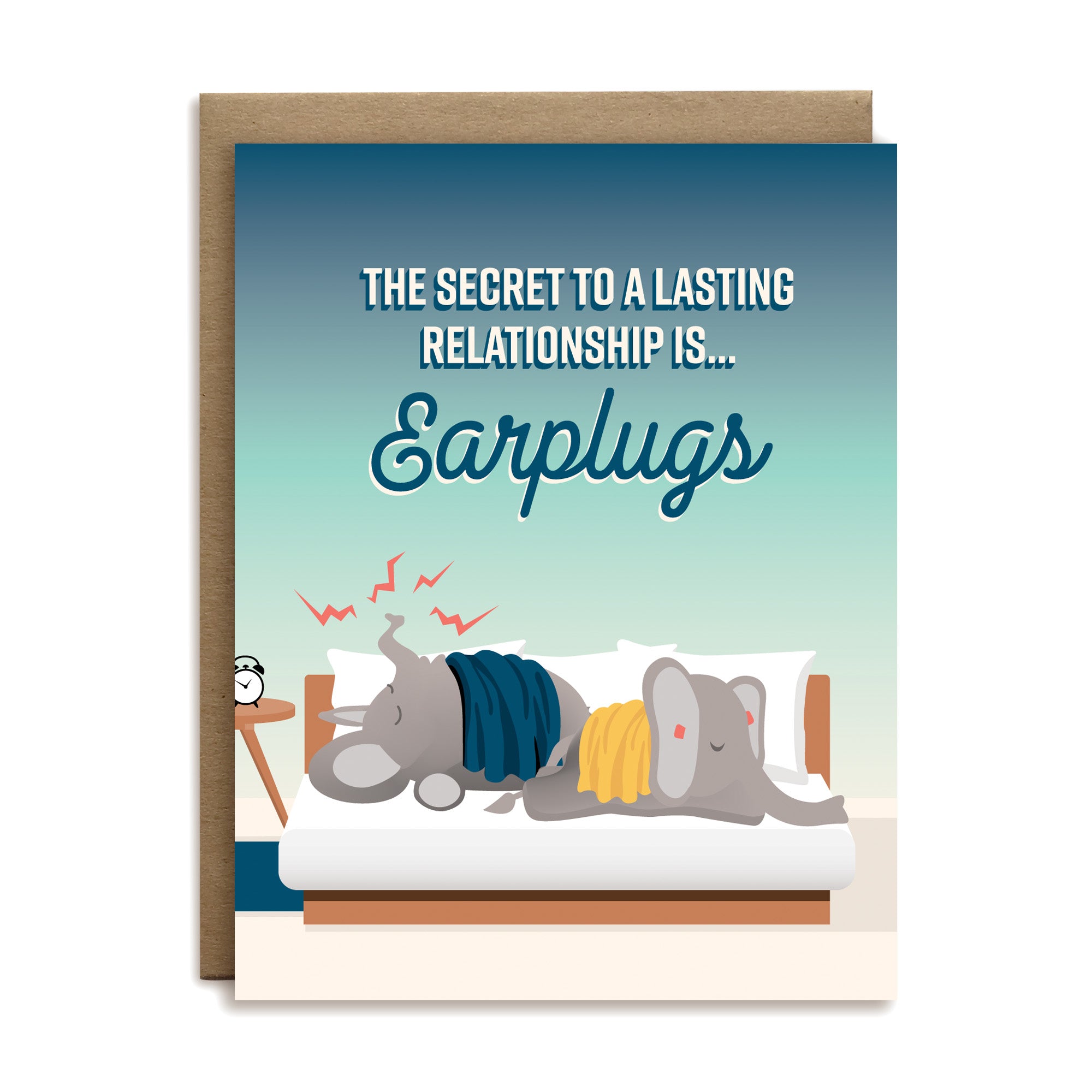 The secret to a lasting relationship is... earplugs love greeting card by I&