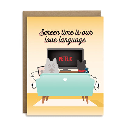 Screen time is our love language cats love greeting card by I&