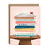 A stack of books with funny titles related to love greeting card by I&