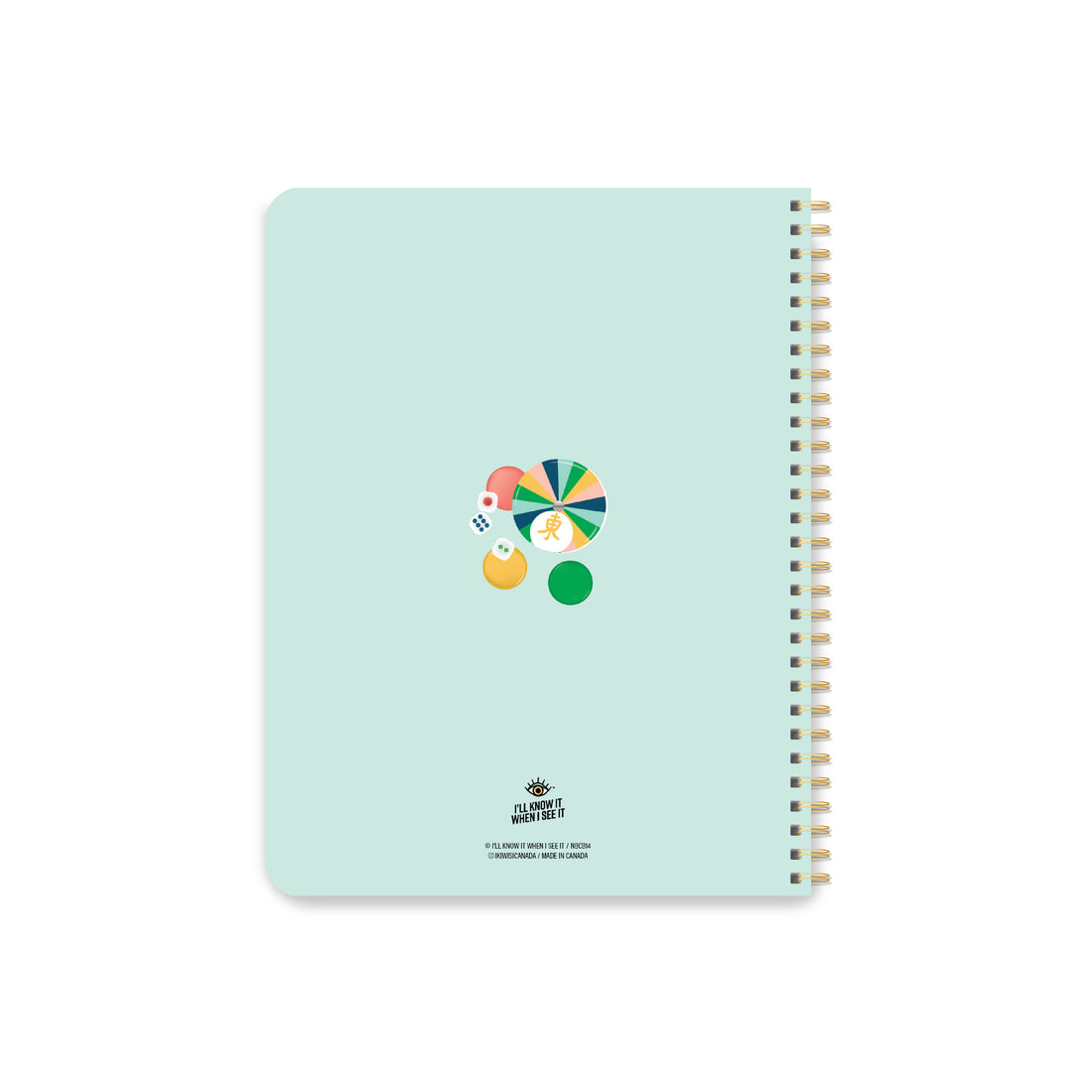 Mahjong pop art coil bound notebook, back side by I&