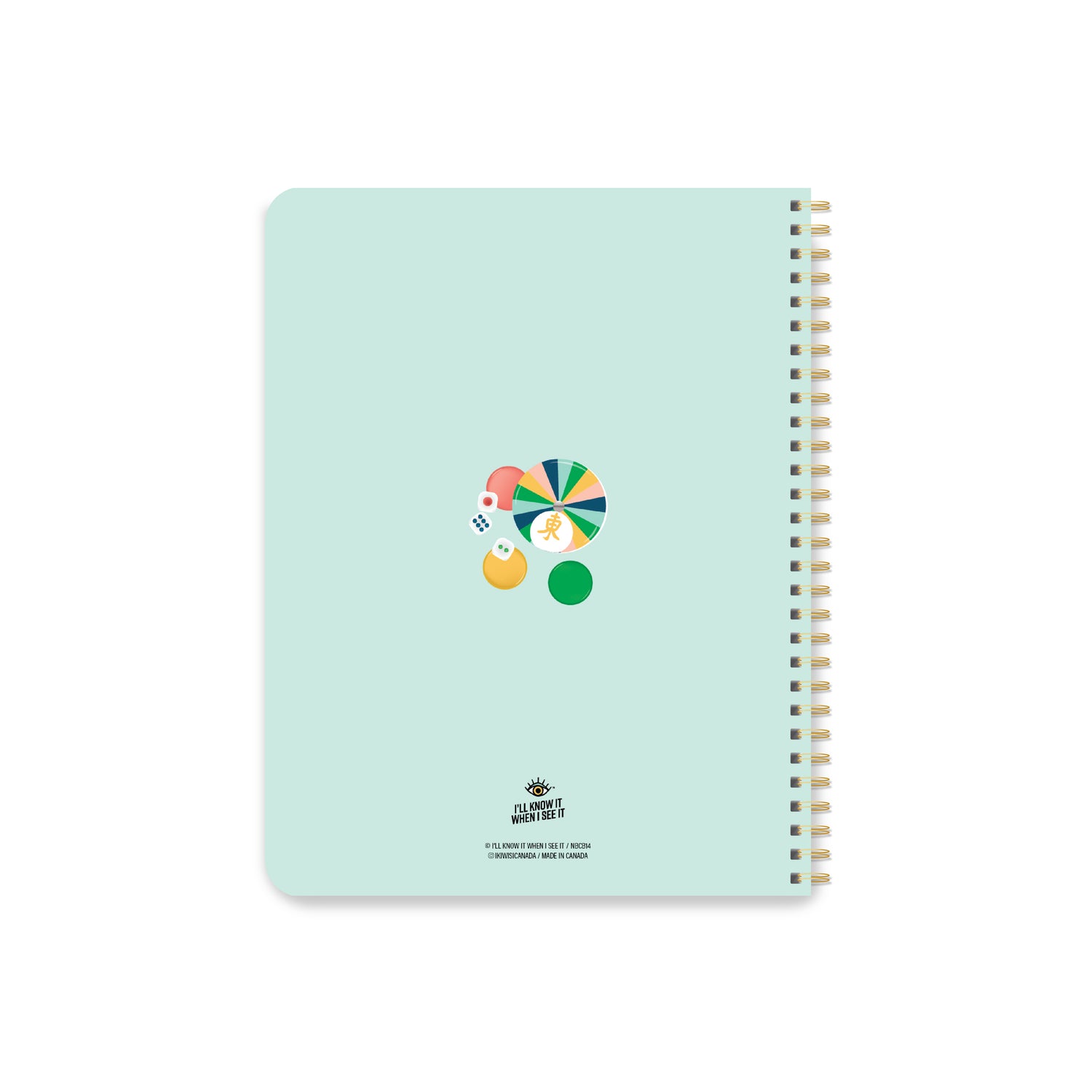 Mahjong pop art coil bound notebook, back side by I&