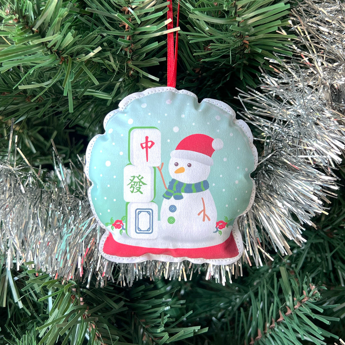 Mahjong snowglobe plush Christmas ornament by I&