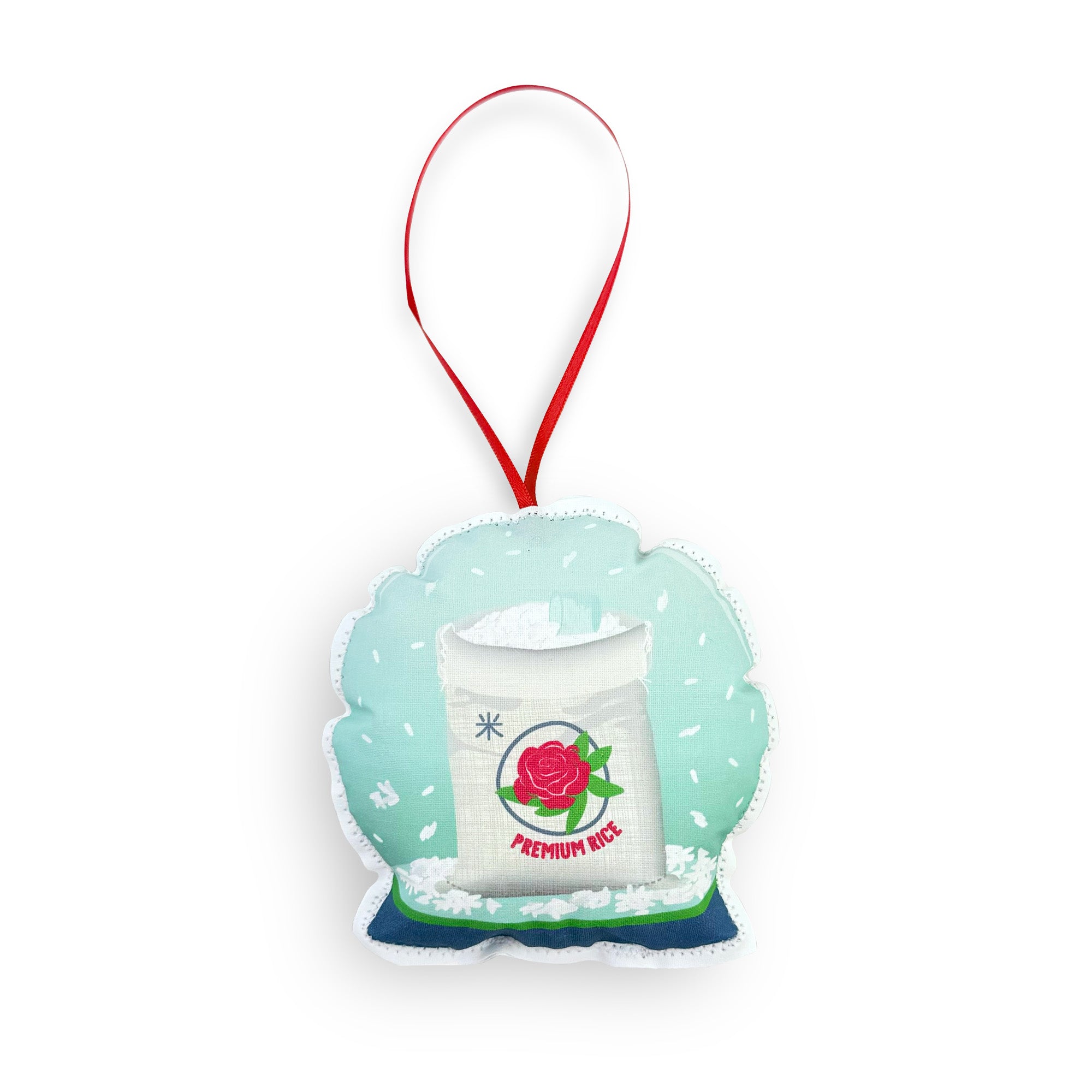 Bag of rice in snow globe plush ornament by I&