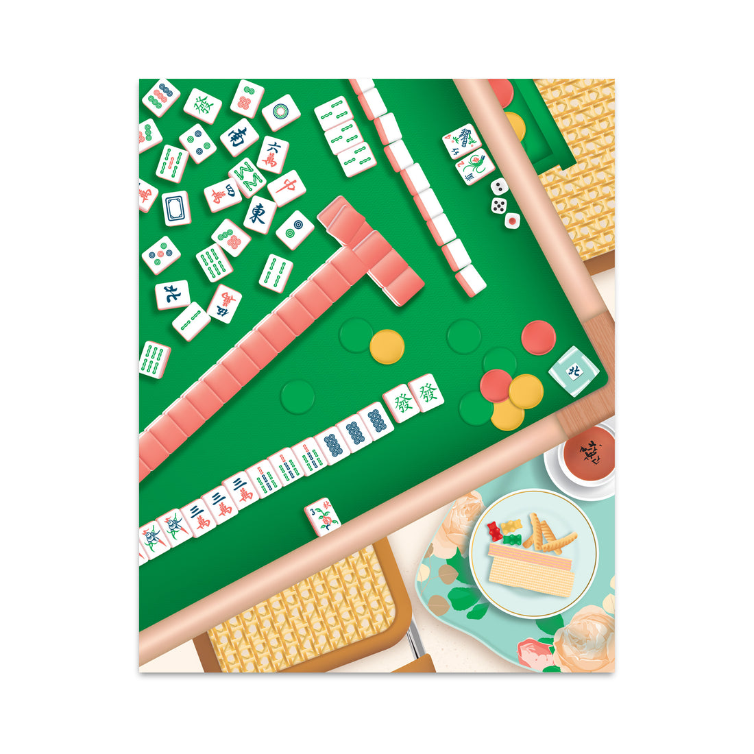 Mahjong scene art print by I&