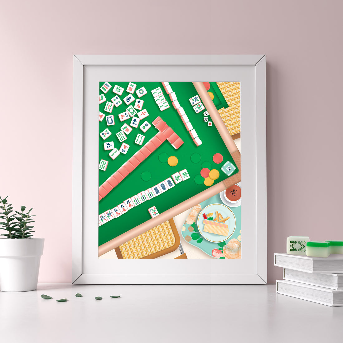 Mahjong scene art print by I&