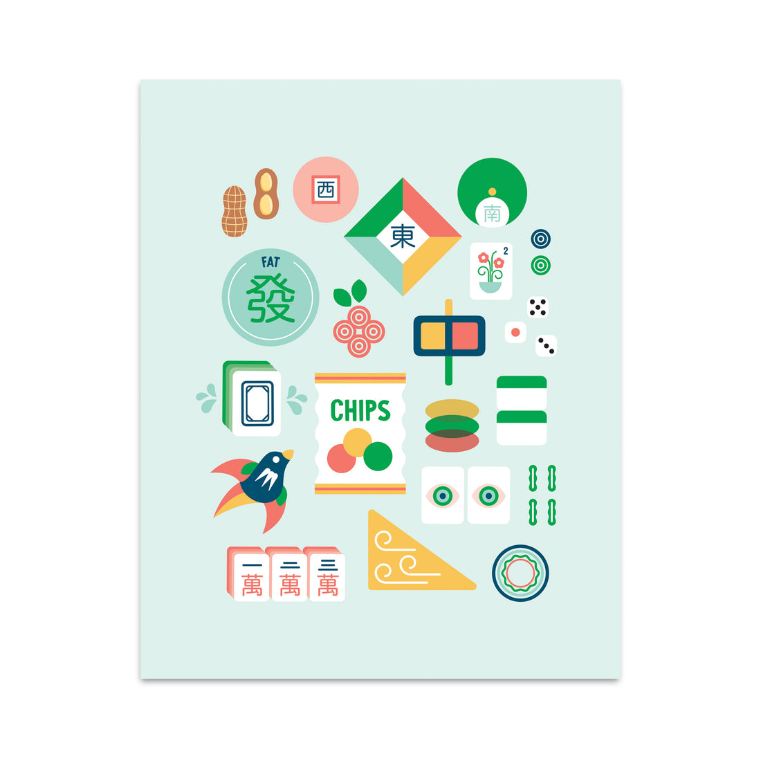 Mahjong geometric modern art print by I&