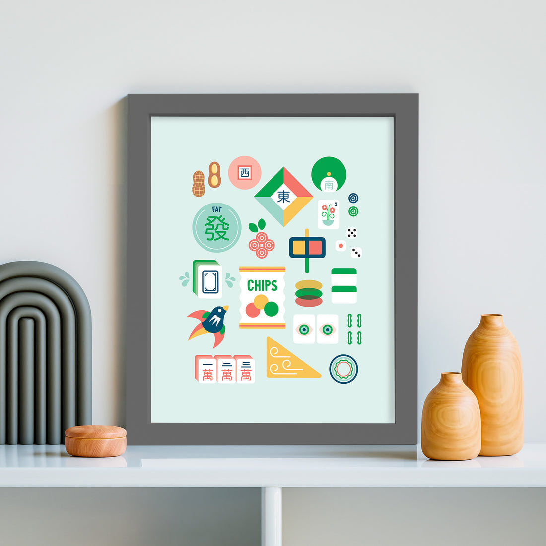 Mahjong geometric modern art print by I&