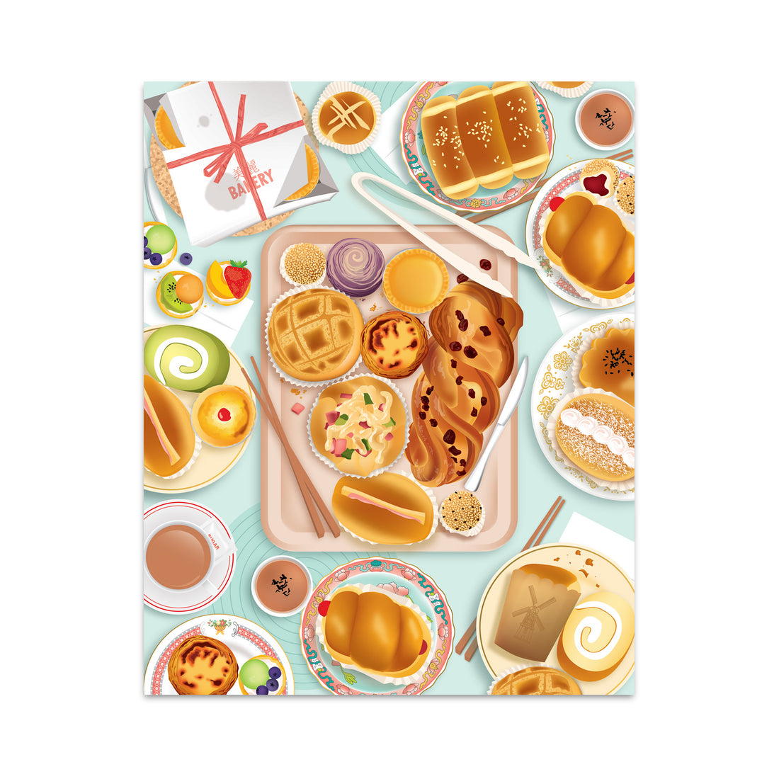 Chinese bakery art print by I&