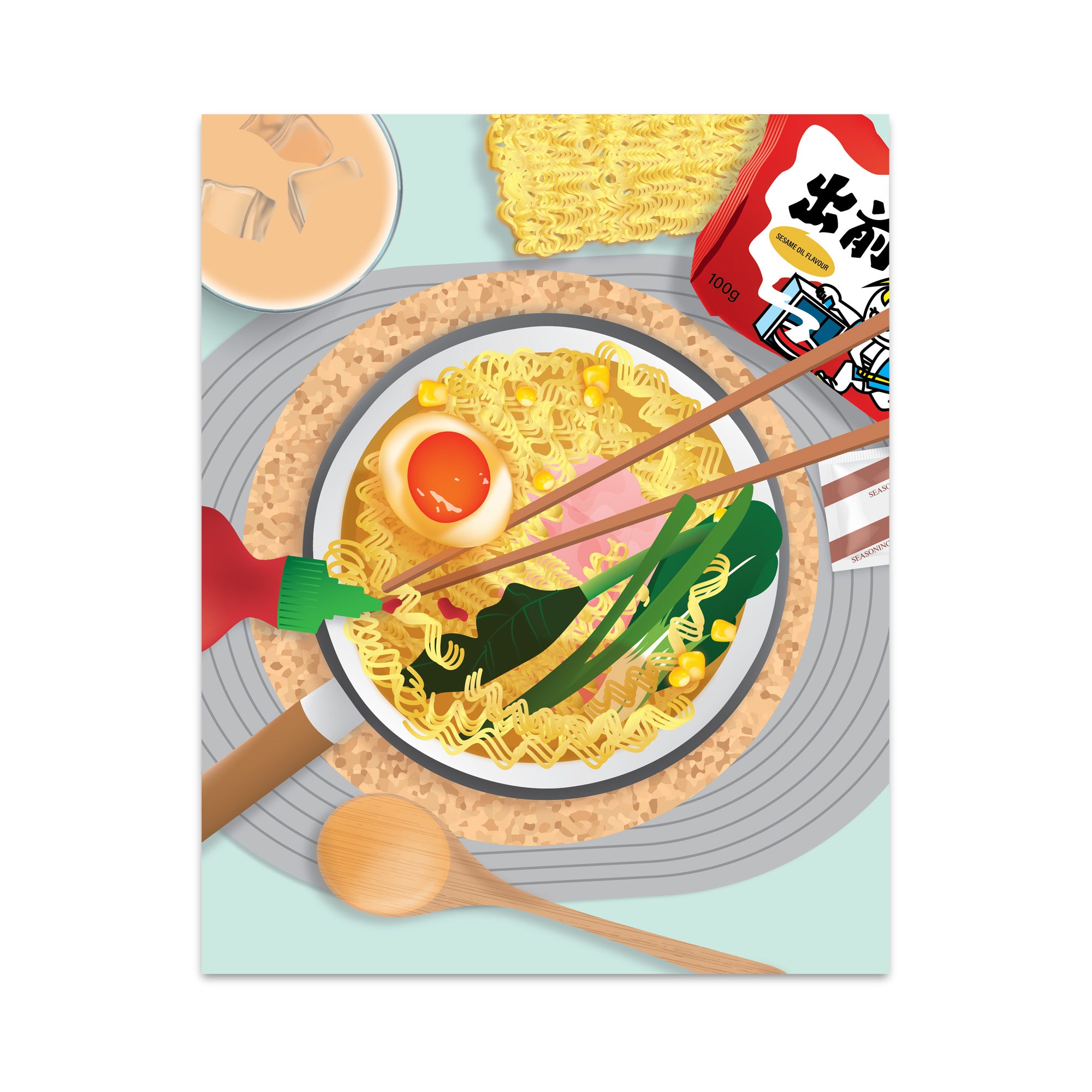 Instant noodles art print by I&