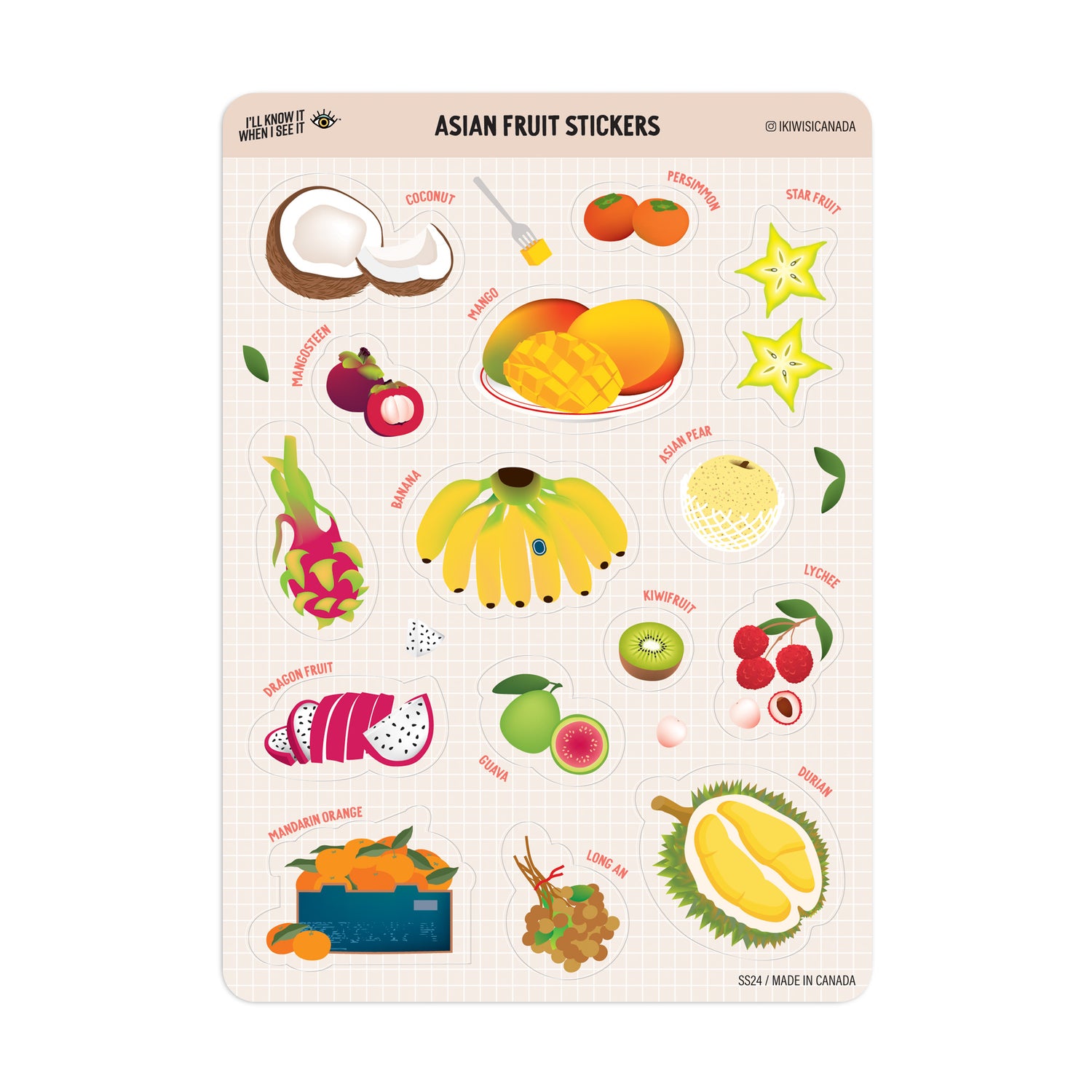 Asian fruit sticker sheet by I&