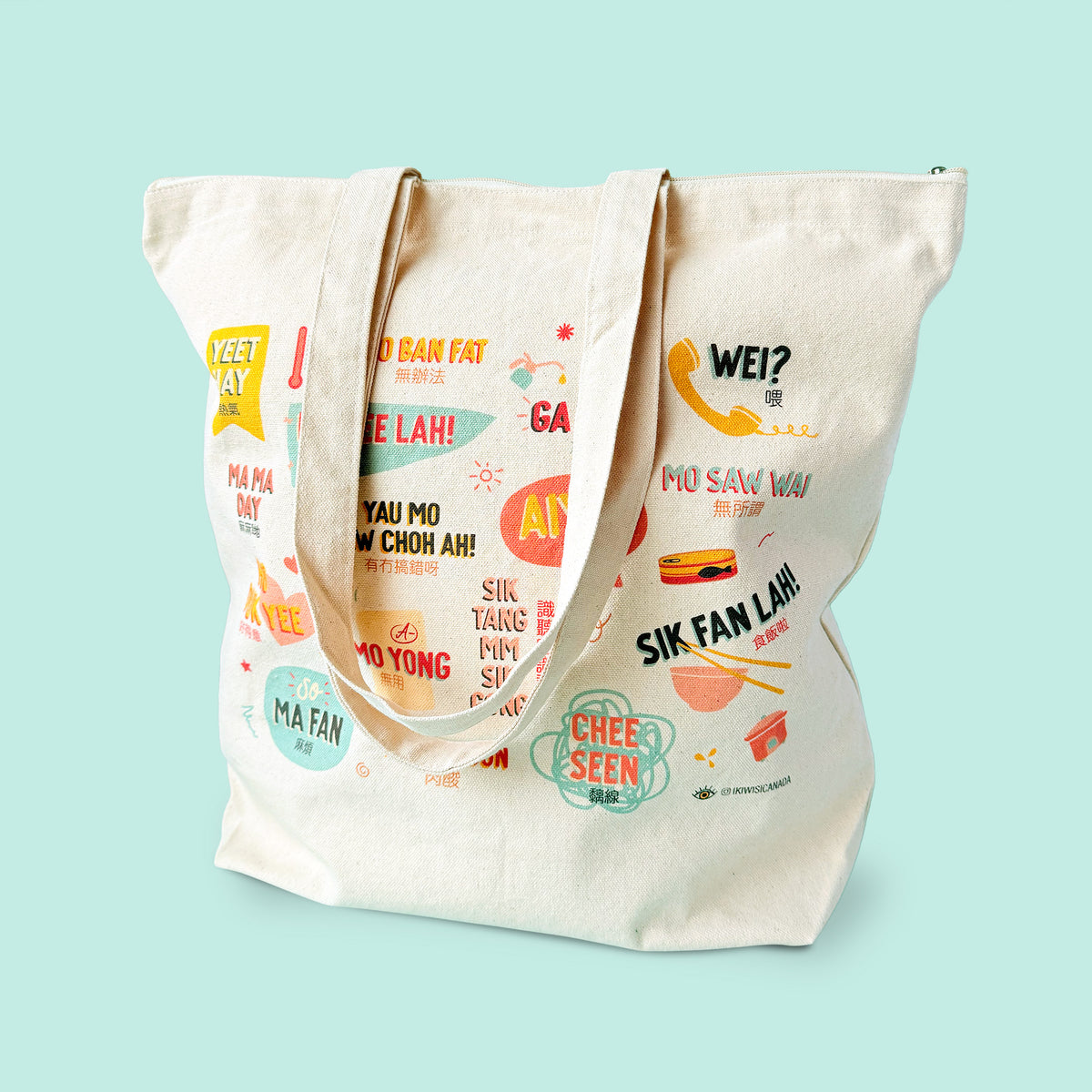 Cantonese sayings zipper tote by I&