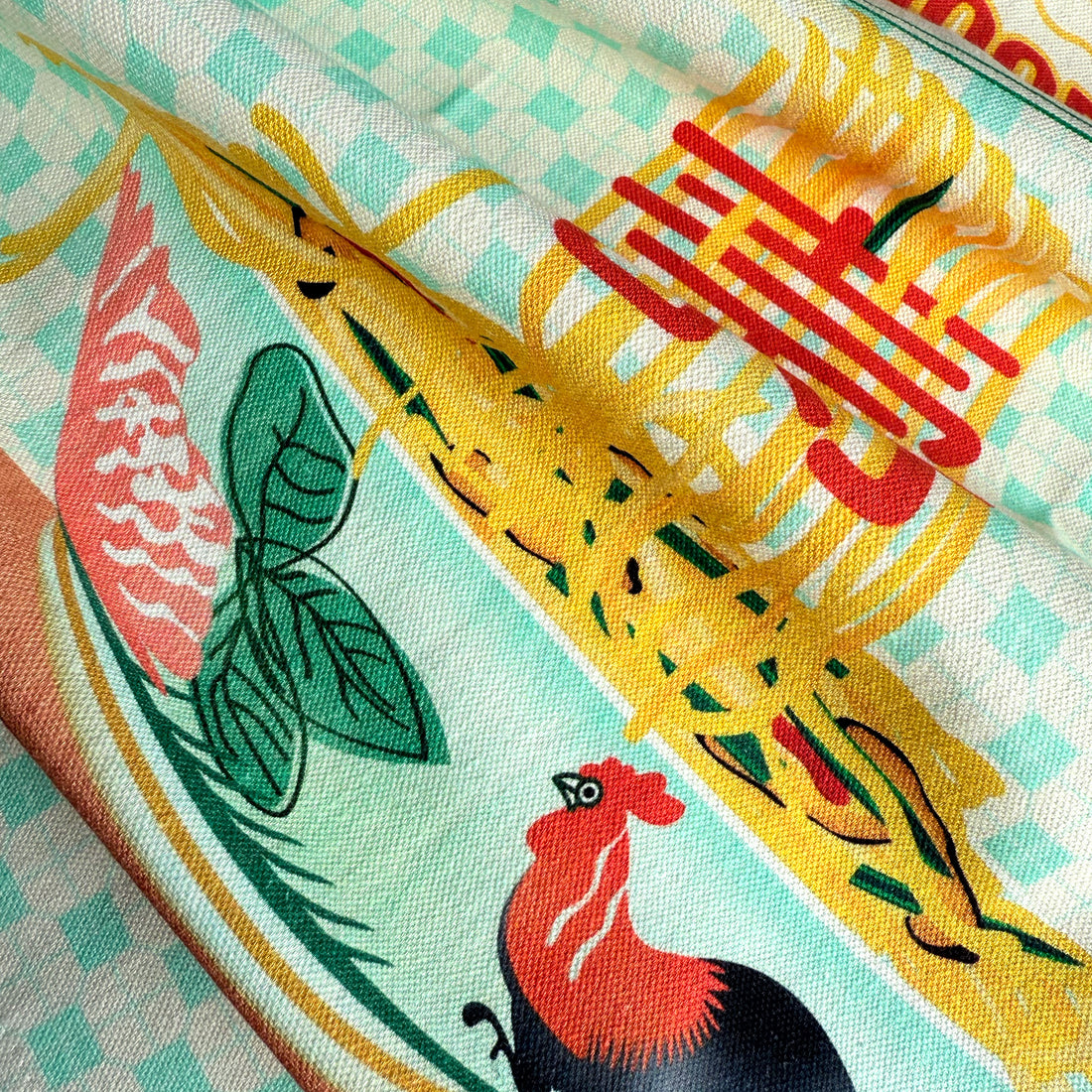 Tea towel with live long eat noodles printed illustration by I&