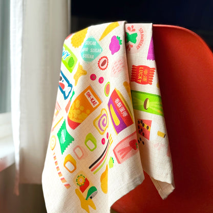 Limited edition sweets + snacks tea towel by I&