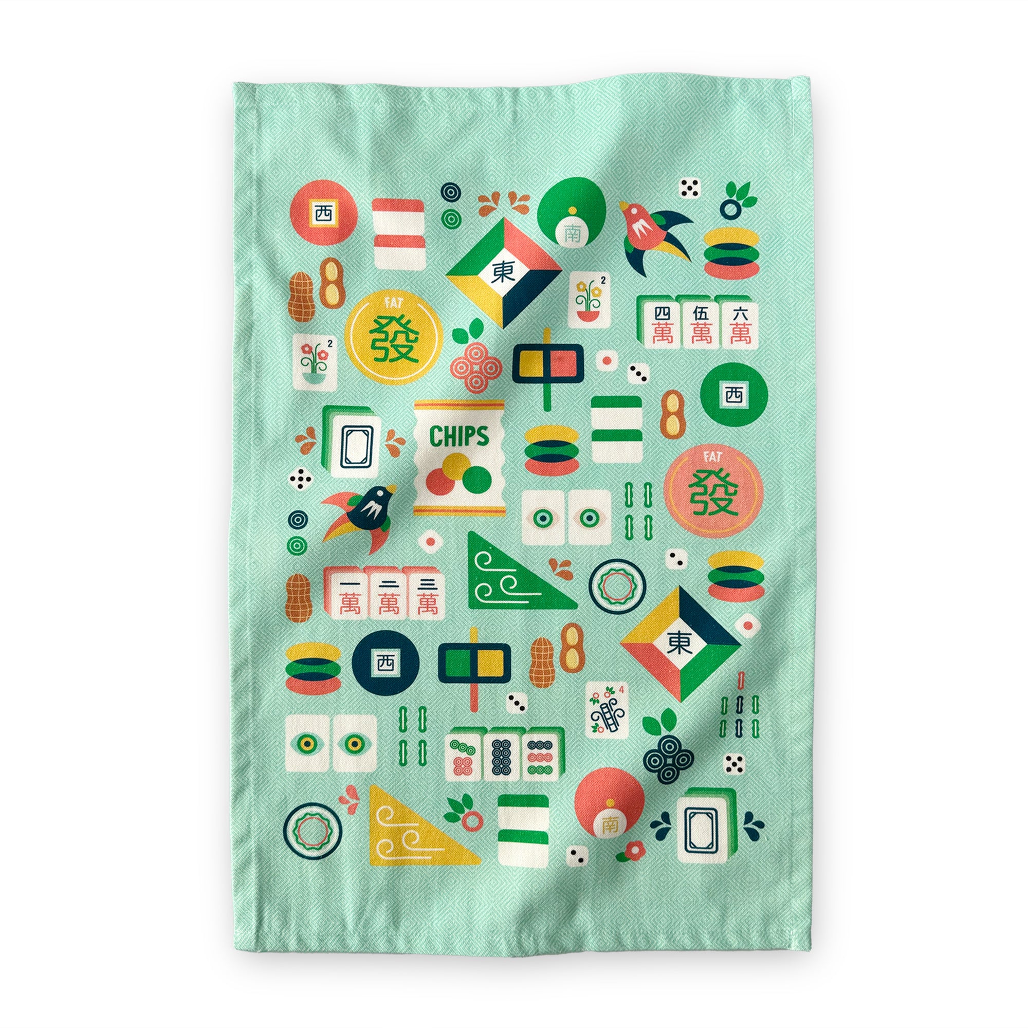 Mahjong geometric design tea towel by I&