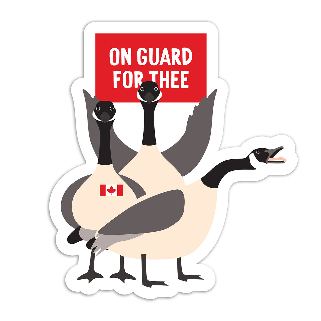 On guard for thee Canadian geese vinyl sticker by I&