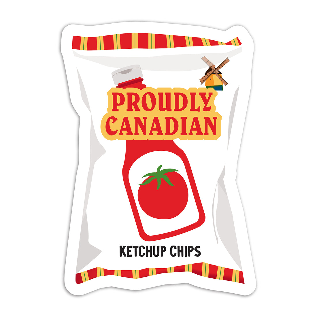 Proudly Canadian ketchup chips vinyl sticker by I&