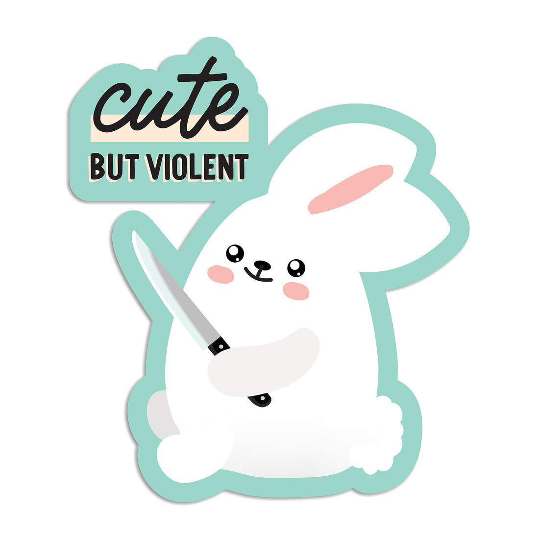 Cute but violent bunny vinyl sticker by I&